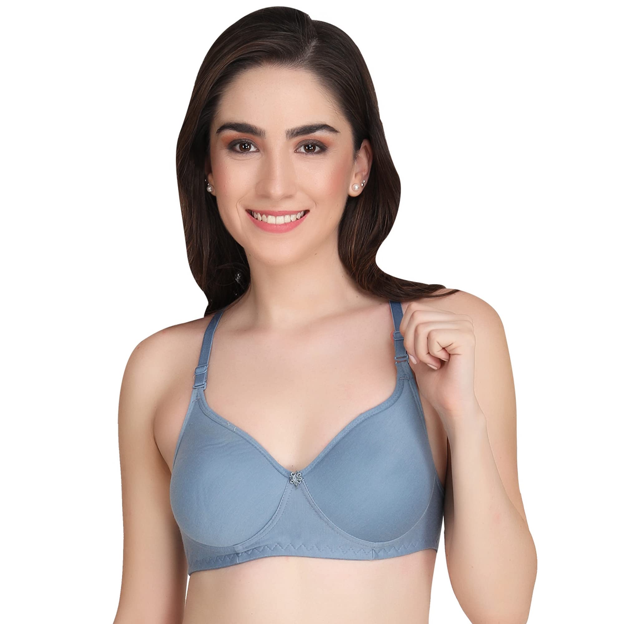 Liigne Women Padded Bra - Made of Pure Cotton Full Coverage Non Wired Seamless Pushup Soft Cup for T-Shirt Saree Dress and for Everyday