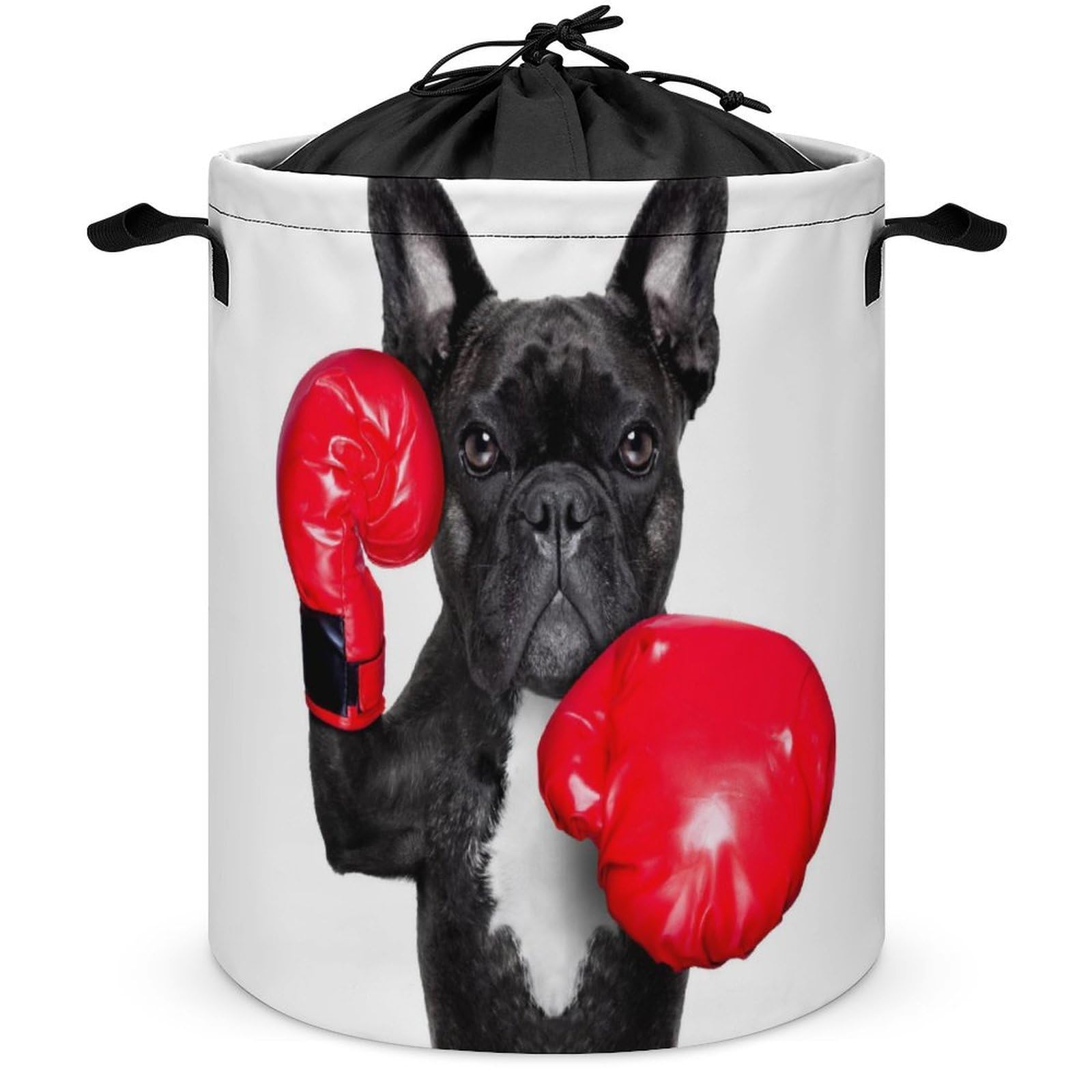 Wlntrophic Drawstring Laundry Hamper, French Bulldog Boxer Laundry Basket, Washing Basket with Handle