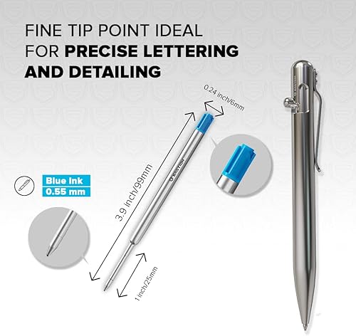 Miniatura 3 de BASTION Repuesto de bolígrafo premium, tinta profundamente pigmentada para todos los bolígrafos de lujo BASTION Bolt Action, recarga de tinta