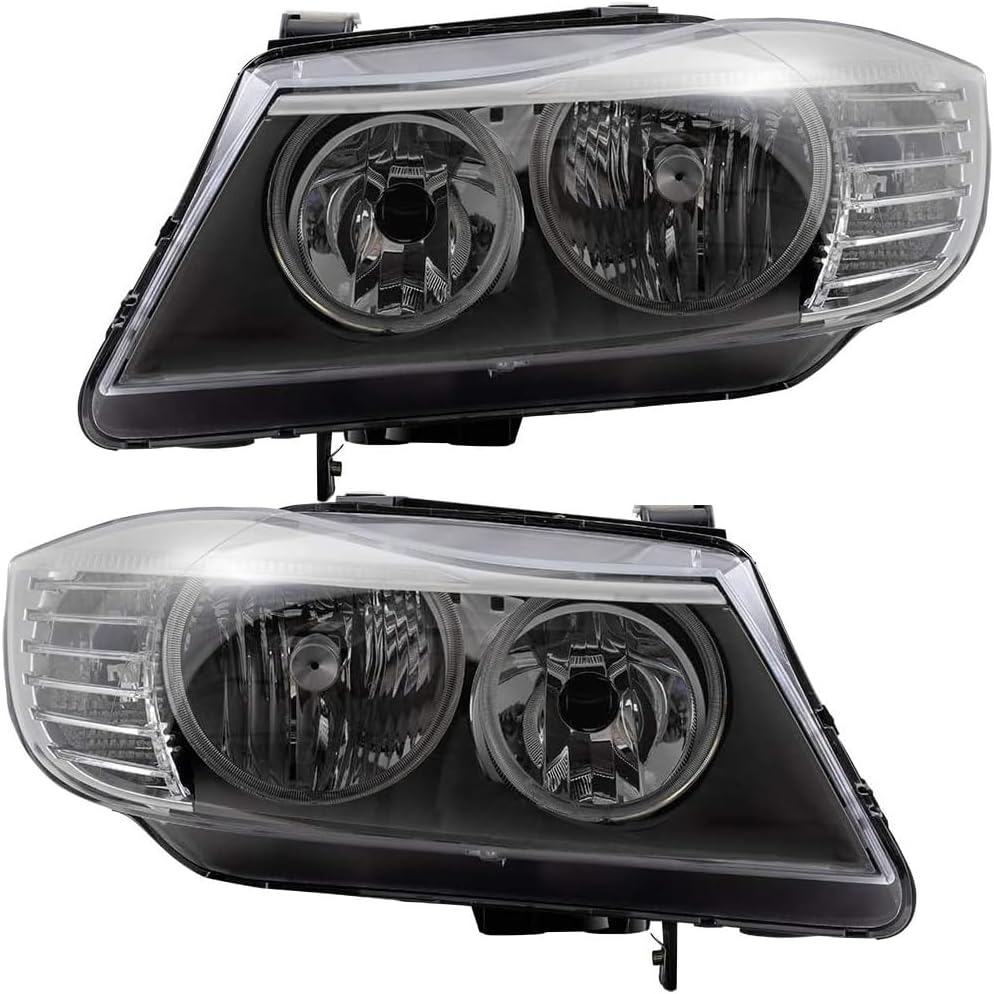 EPIC LIGHTING OE Style Halogen Headlights Assembly Replacement for BMW 09-11 323i 328i 335i M3 - Pair