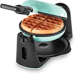DASH Máquina de Waffle Belga Flip - 2,5 cm de Espessura, Antiaderente, Aquecimento Rápido, Giratória para Crianças e Adultos
