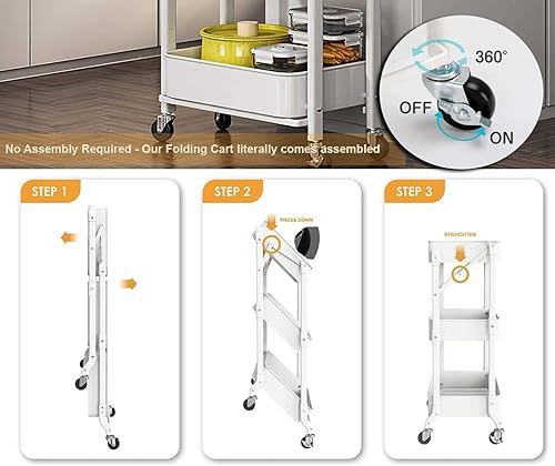 Miniatura 4 de Flesser Carrito rodante plegable que ahorra espacio, negro, 3.3 pulgadas