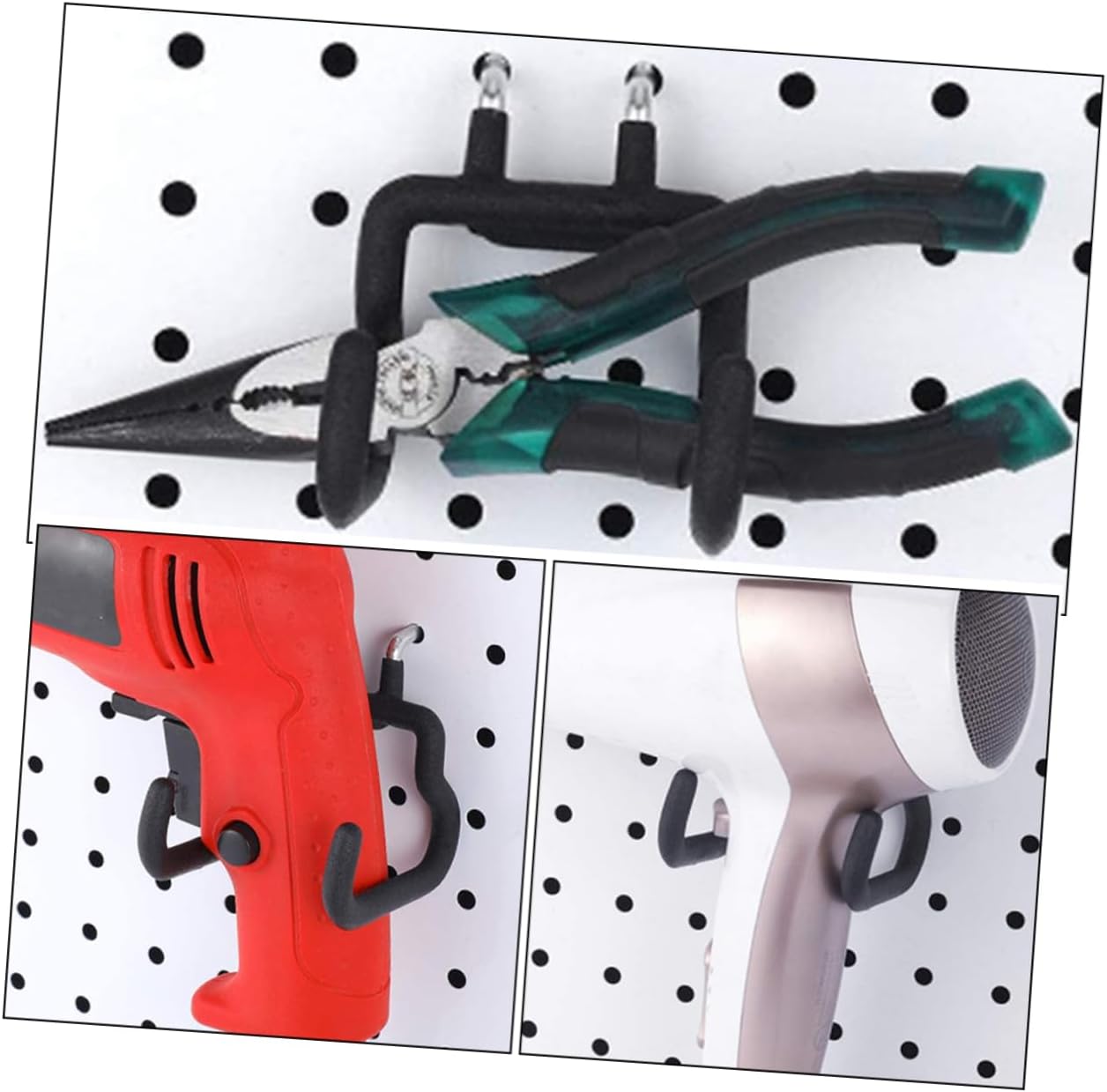 DOITOOL 4pcs Garage Tool Organizer Pegboard Hooks Drill Holder Wall Hangers for Tools