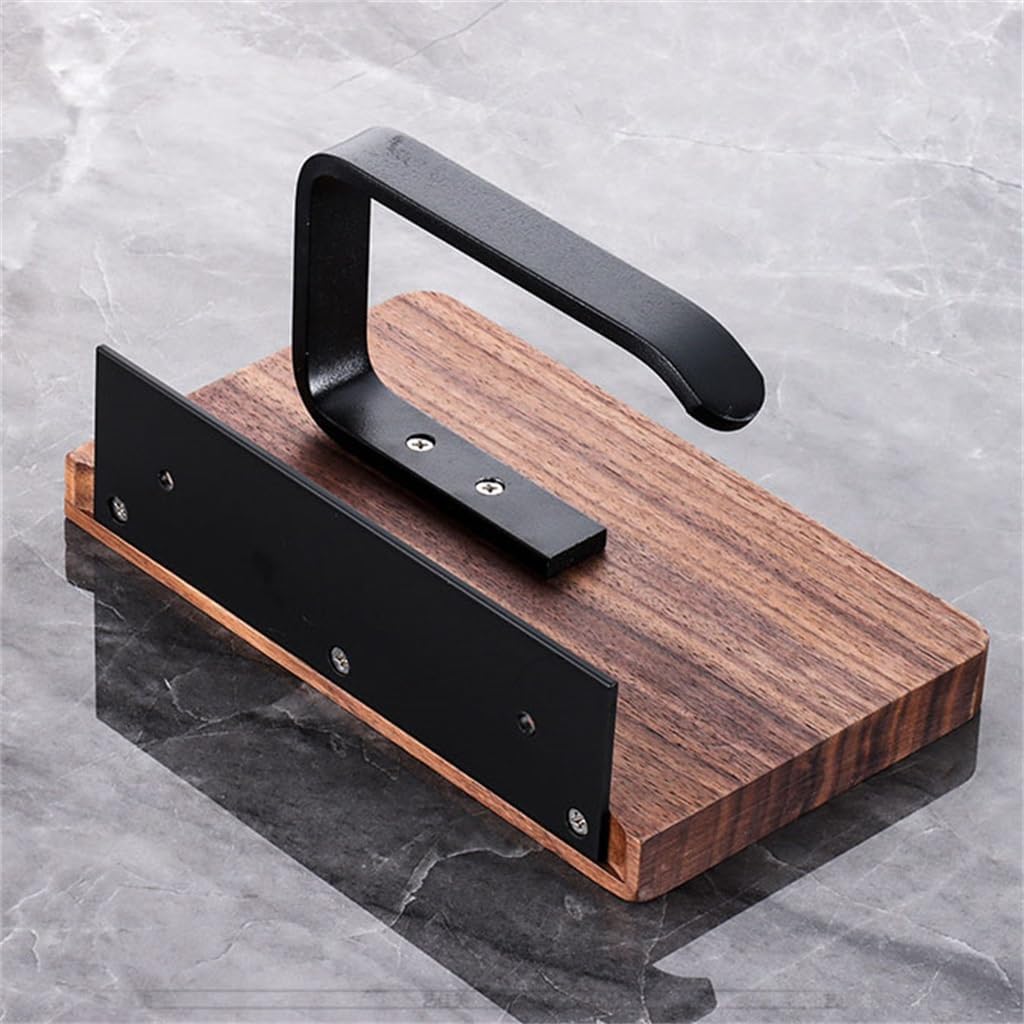 Solid Wood Paper Towel Holder Perforation-Free Toilet Dispenser Phone Black Walnut