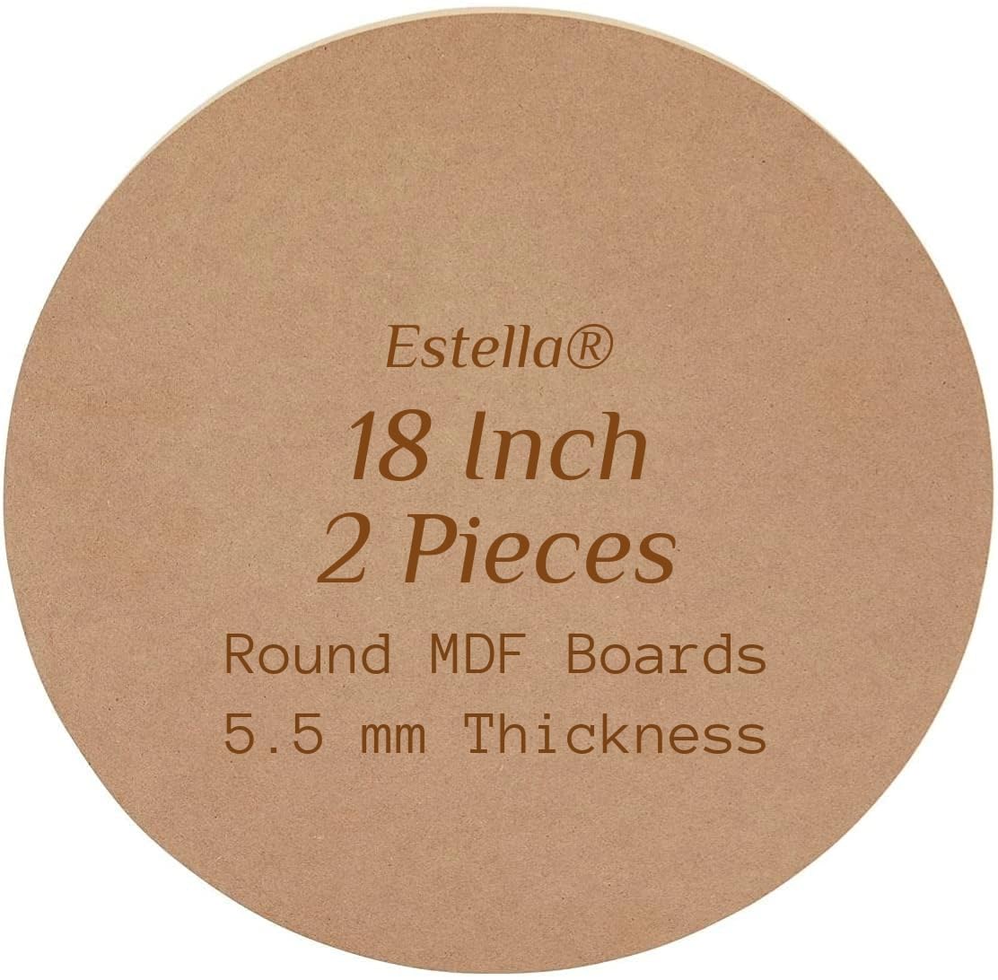 Estella® 18 Inch - 2 Pieces - MDF Board for Art and Craft - Round Wood Circles for Art & Craft | Resin, Lippan, Mandala, Painting, Wall Hanging, Clock Making, Decoration (18 inches, 5.5 mm Thick)-image-19