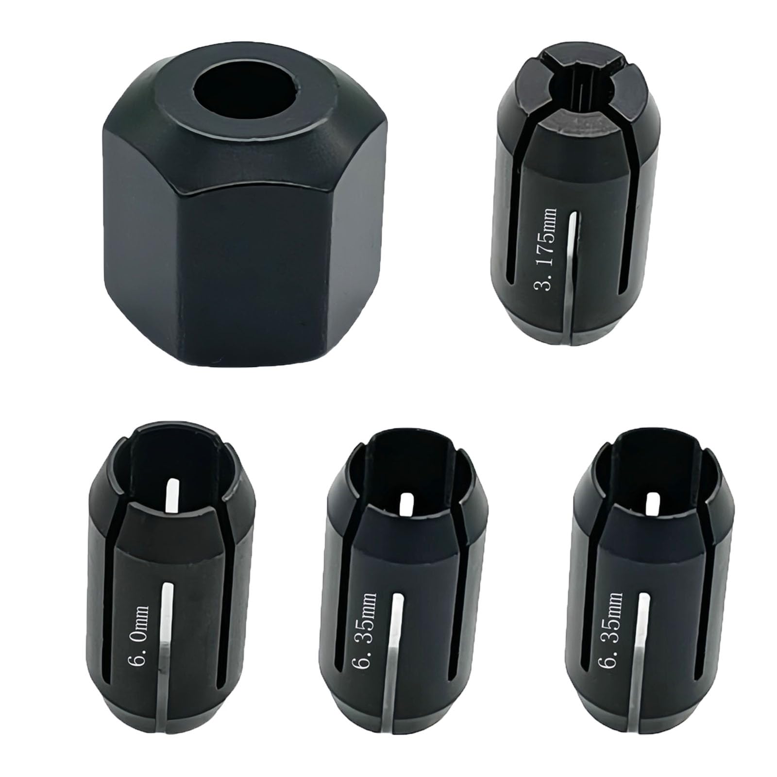CN1 389244-00 389243-00 Collet Chuck and Nut Kit Replace for DeWalt DC550 DC551 DW660 Palm Router RotoZip spiral saw tools and Drywall routers(5packs)