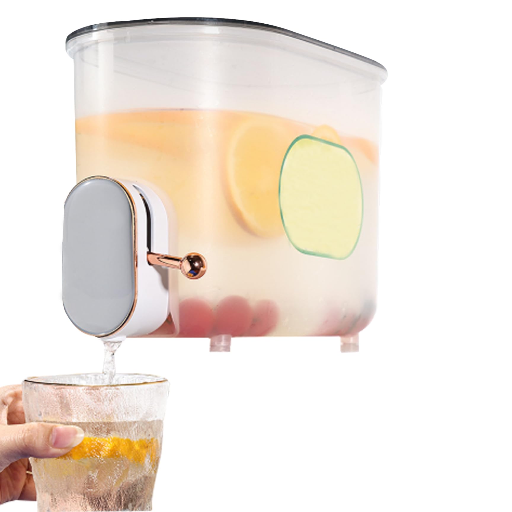 CNAFGBGG Drinks Dispenser 5L Fridge Jug Drinks Chiller Beverage Dispenser with Tap for Teas Juices Water Milk Fruit Teapot (Grey with Gold Faucet)..