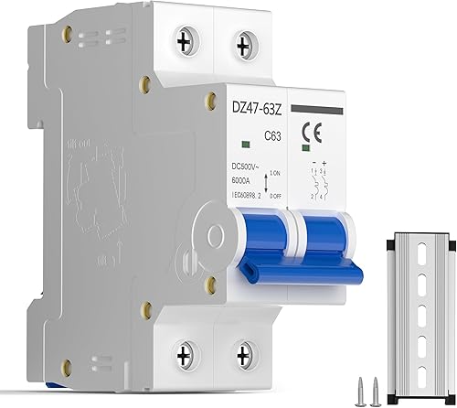 DC Circuit Breaker 50A 2P 500V, Miniature Disconnect Switch for Solar PV System,