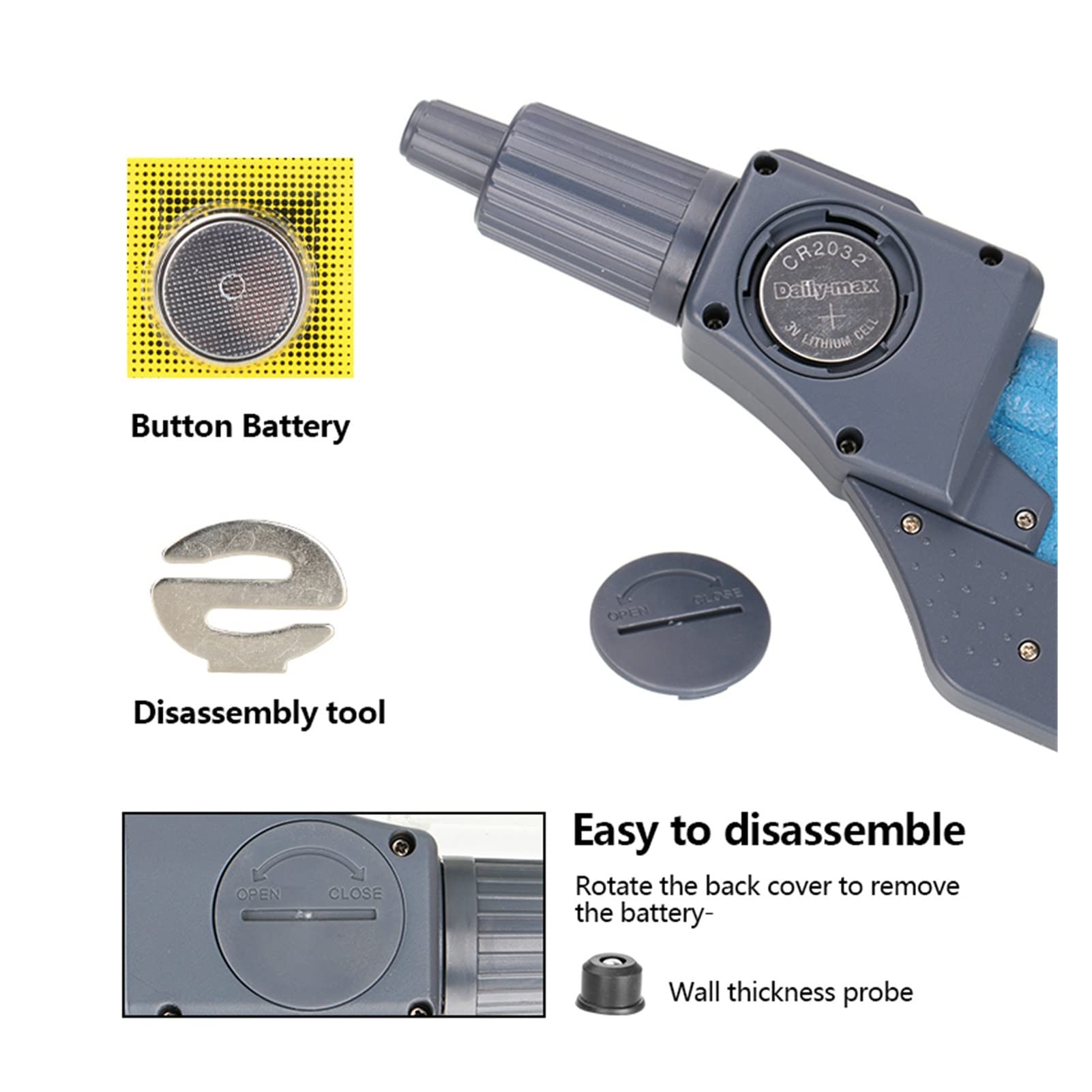 Calibrador electrónico micrómetro exterior 0-25mm 25-50mm 50-75mm 75-100mm 0.001mm Instrumentos de medición Herramienta calibrador digital para mecanizado(75-100mm)