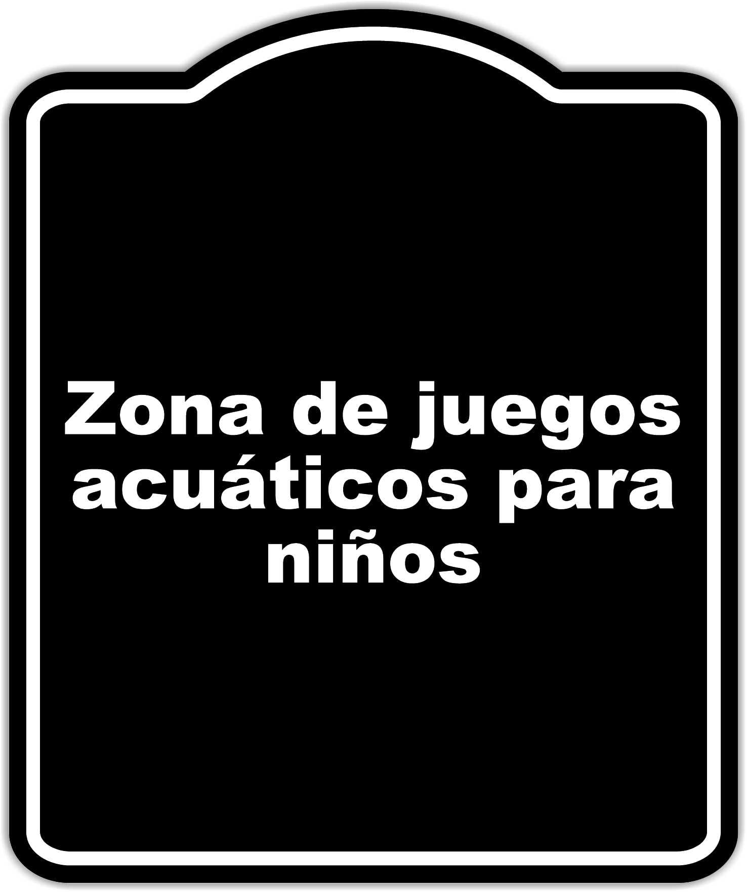 Zona de juegos acuáticos para niños BLACK Aluminum Composite Sign 20 x 24 inches
