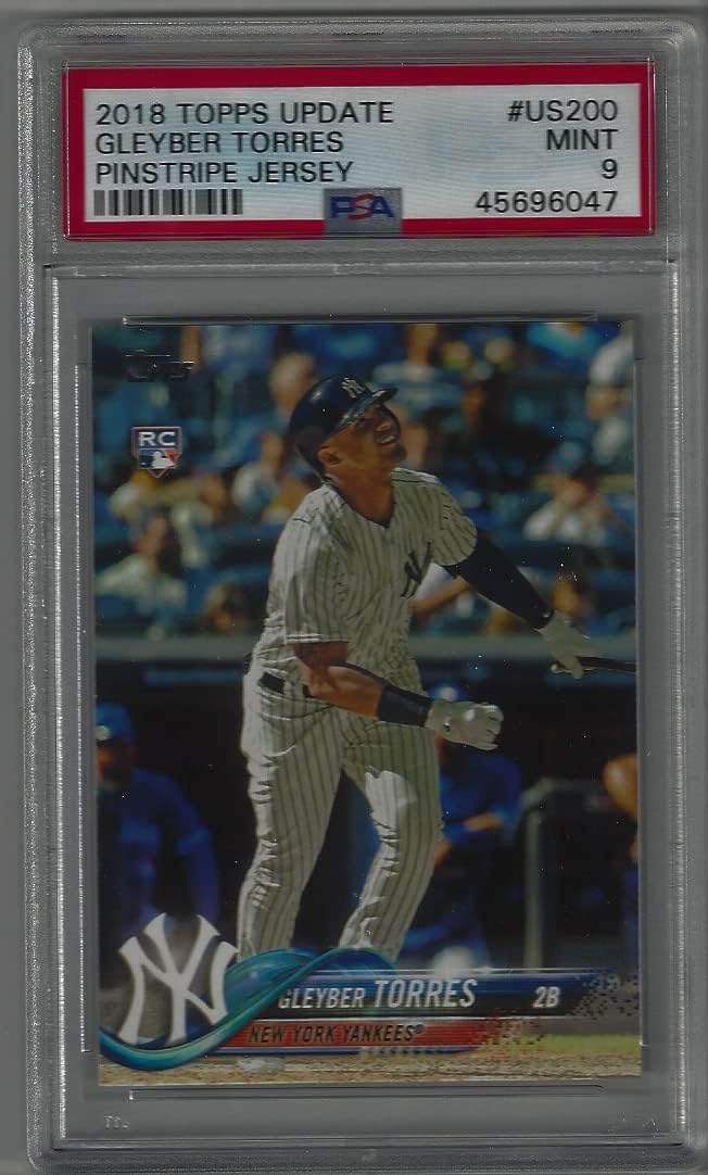 Gleyber Torres PSA Graded 9 Mint Pinstripe Jersey Variation Rookie Card Collectible Baseball Card - 2018 Topps Update Baseball Card #US200 (New York Yankees) Free Shipping