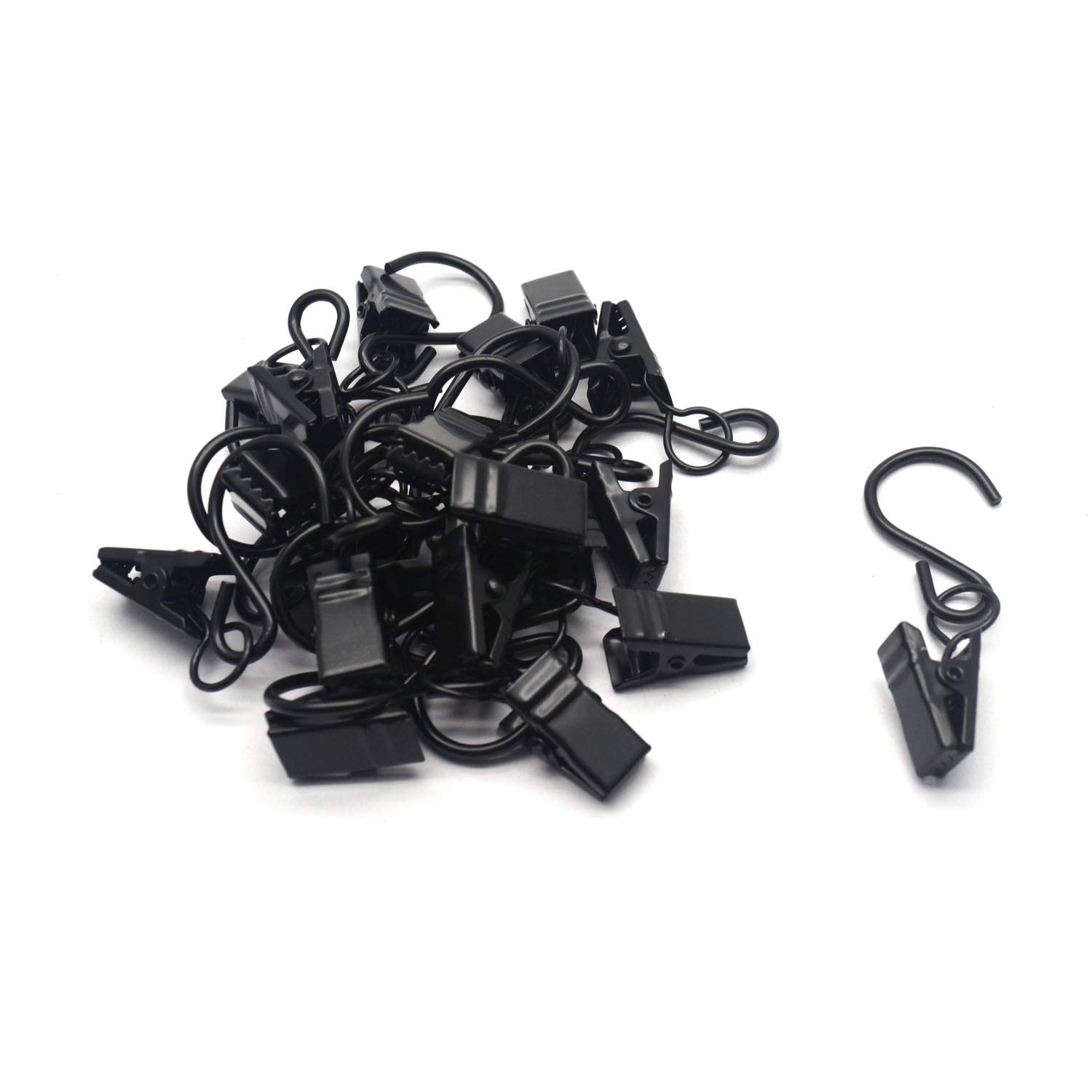 MTMTOOL Black Iron Clip Clamps Curtain Rod Hook Clips Hanging S Hooks Clips Pack of 20 Amazon