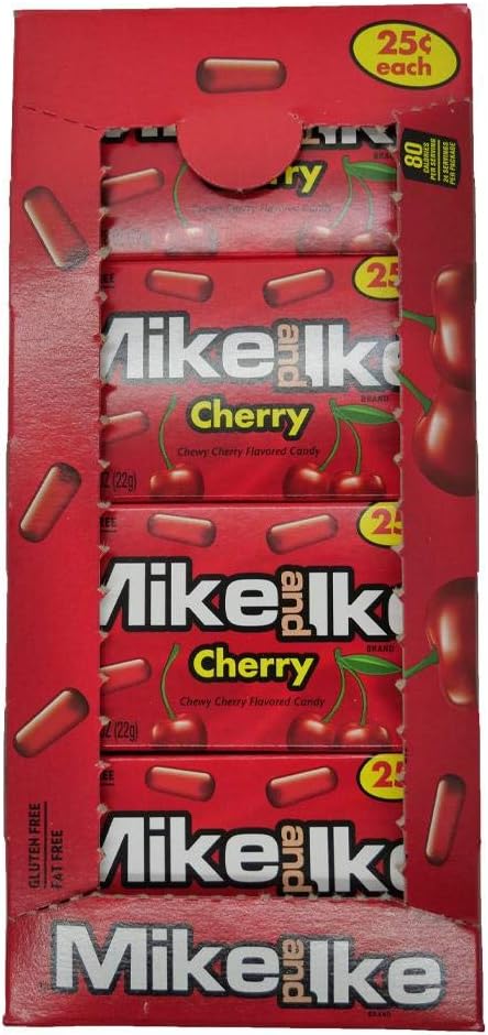 MIKE AND IKE. Mike & Ike Cherry Chewy Candies - Box of 24 0.78 oz. Box