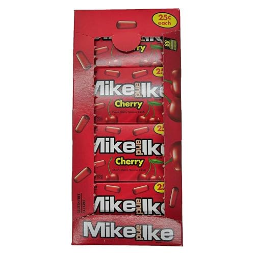 Mike and Ike Cherry Chewy Candies - Caja de 24 cajas de 0.78 onzas