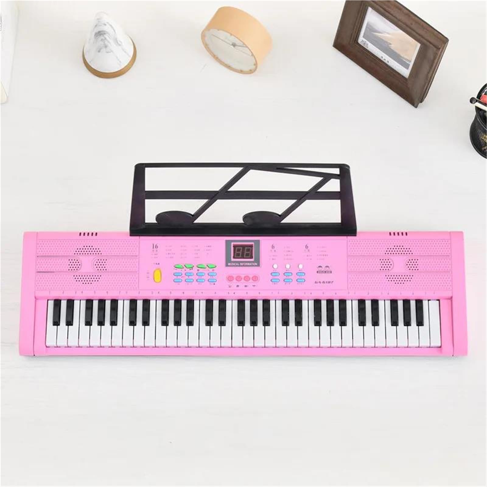 Pianino Elektroniczne 61 Klawiszowe Pianino Elektroniczne Dla Początkujących Przenośne Z Mikrofonem(Pink)