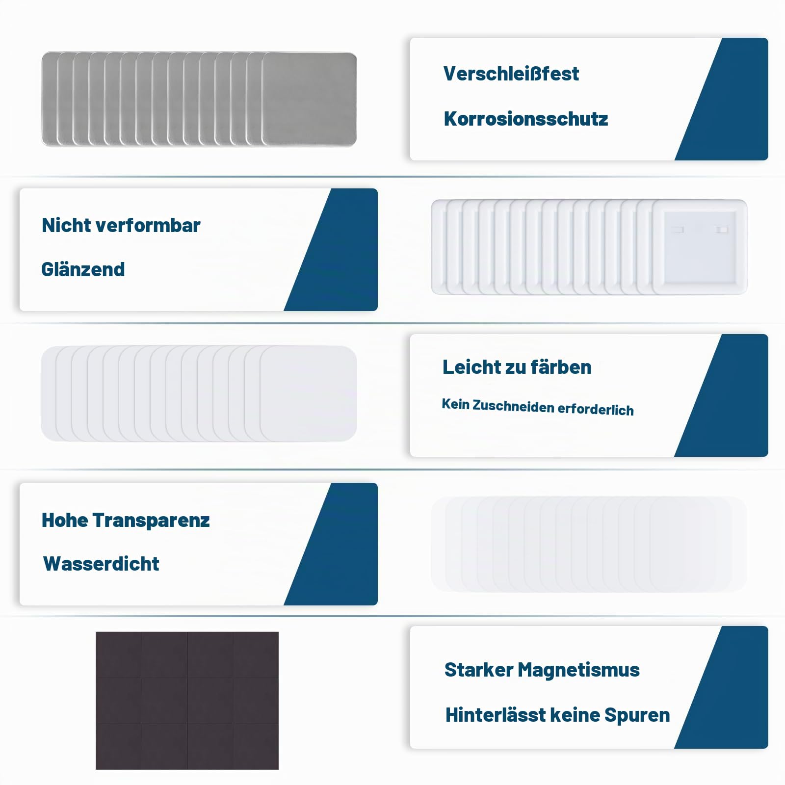 100 Sets quadratische Knopfteile, Kühlschrankmagnet-Knopfhersteller, Zubehör für quadratische Abzeichen, 50 mm, inklusive Metallabdeckung, Kunststoff-Rückseite, transparente Folie