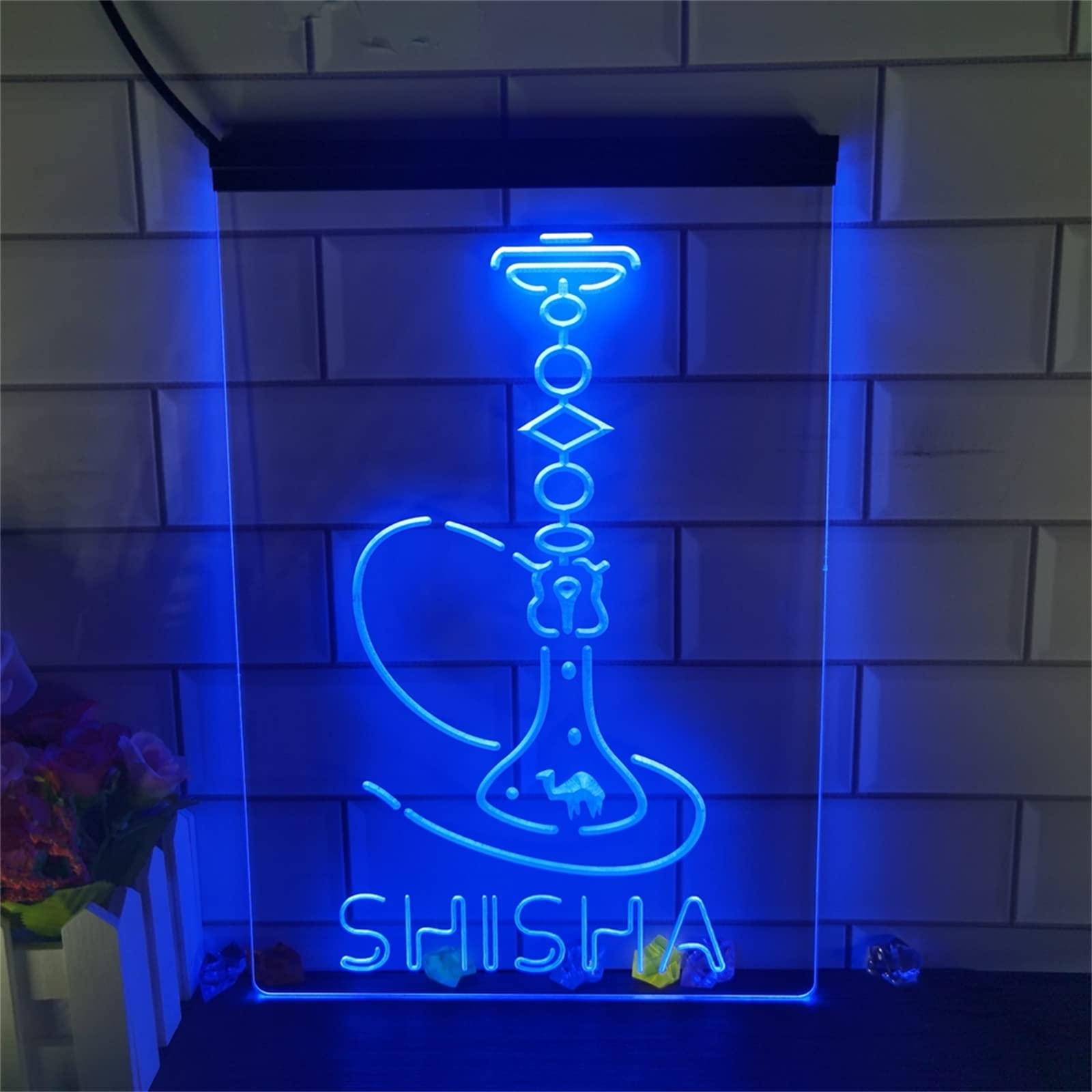 Aaline Blue Hookah Shisha Neon Sign Shisha Shop Led Neon Sign Hookah Home Room Man Cave Wall Decor Sign Shisha Shop Advertising Light Sign Led Neon Sign With Dimmable Switch,,11.8"X7.9"