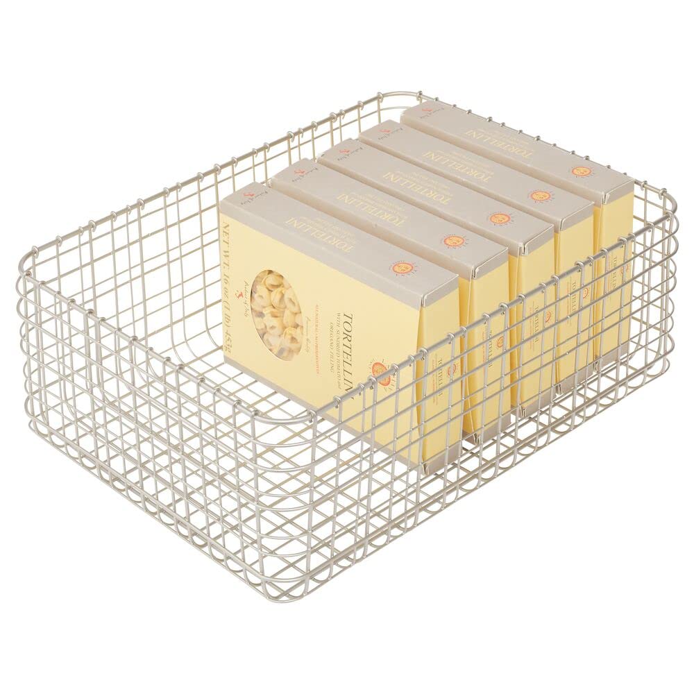 mDesign panier en métal pratique (lot de 6) – panier de rangement compact pour cuisine et garde-manger – panier rangement polyvalent pour aliments, ustensiles de cuisine, etc. – argenté mat