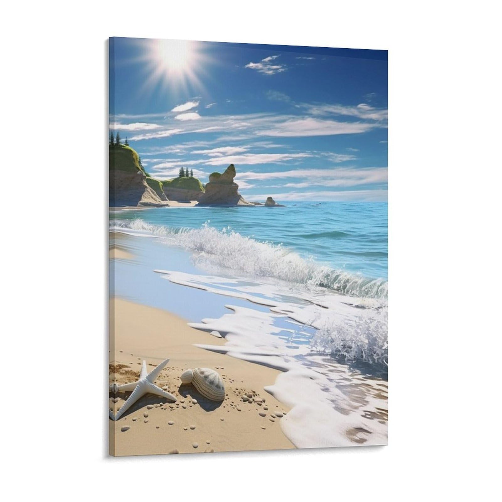 NTVOWPZO Ocean Beach Canvas Wall Art for Bedroom 12x16inch Canvas Prints Artwork for Walls Modern Picture Artwork Painting for Living Room Aesthetic Wall Paintings for Bathroom Kitchen Office Decor