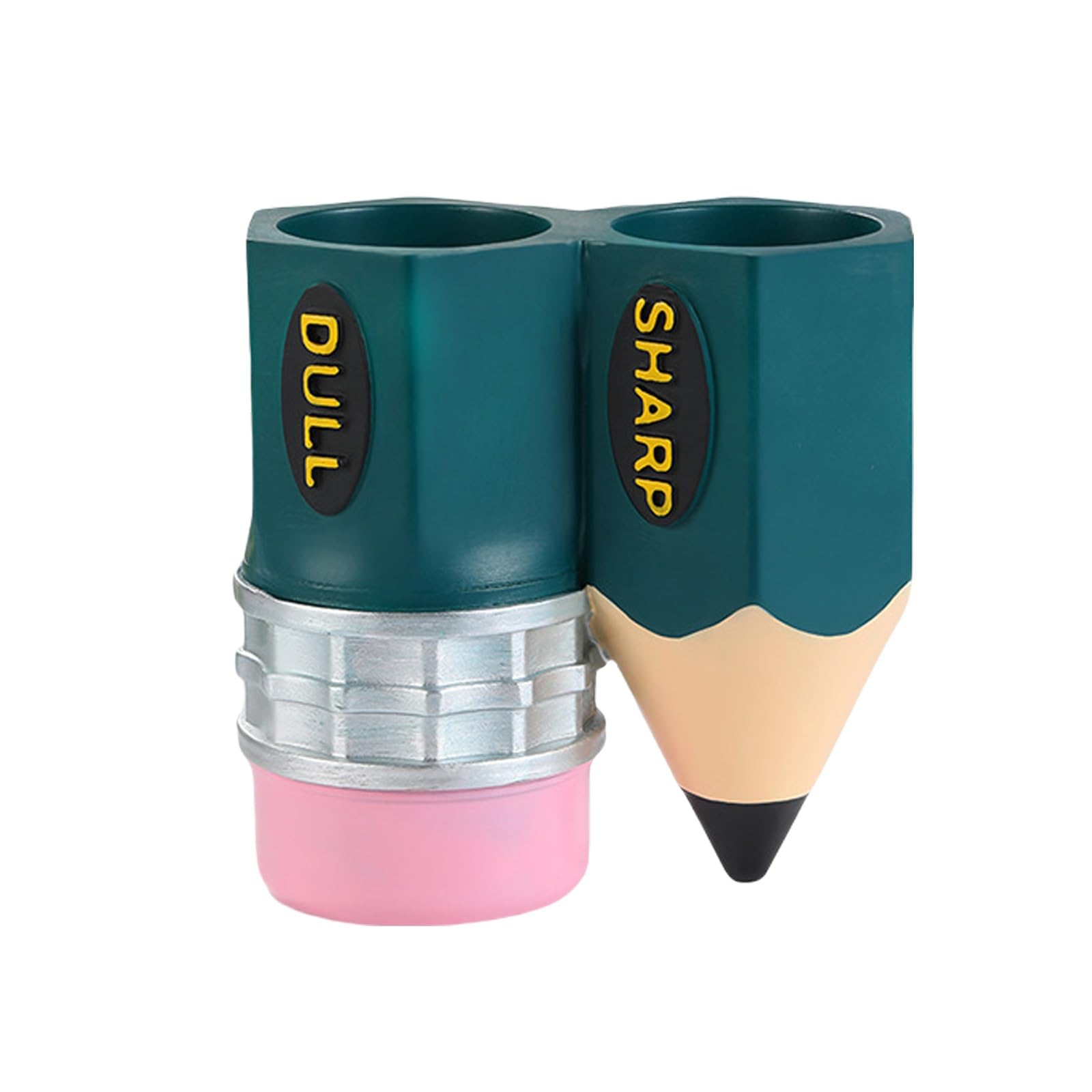 Sharp and Dull Pen Holder, Unique Pencil Shaped Pencil Holder, Pencil Organizer Container, Creative Resin Crafts Pencil Holder, Funny Novelty Dispenser, for School Teacher Student Office(Green)