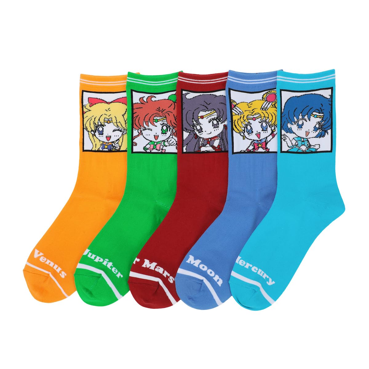 BioworldSailor Moon Characters Women's 5-Pair Casual Crew Socks