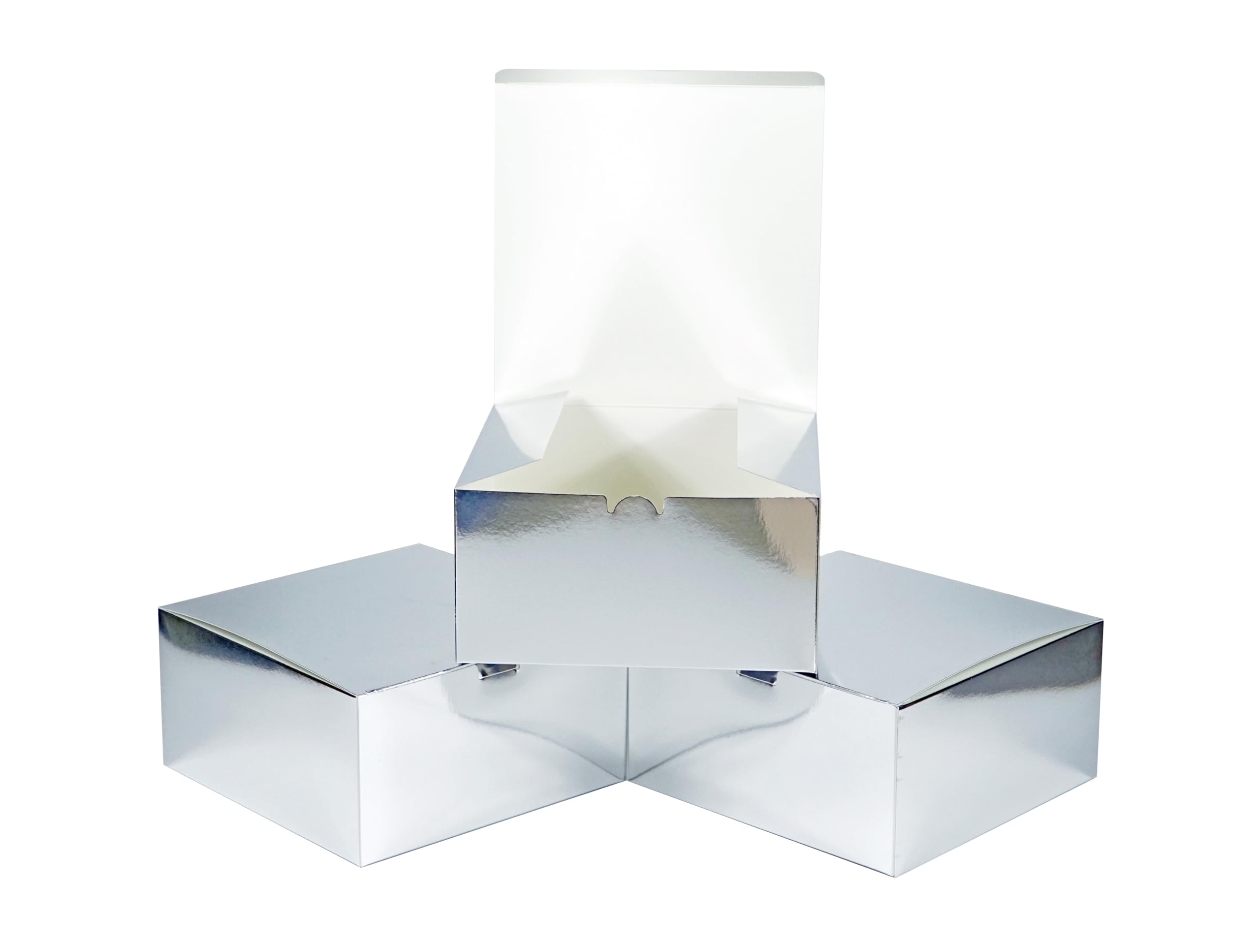 Metallic Silver Gift Boxes 25 pcs 8x8x4 for Various Gift-Giving Purposes Silver Pack of 25 1 Count (Pack of 25)