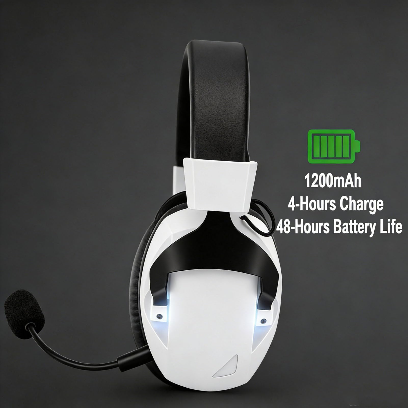 Cuffie da Gioco Wireless con Cancellazione del Rumore, Suono Chiaro, Cuffie Bluetooth 5.4 da 2,4 GHz per PC, Interruttore, Suono Surround 7.1, Luce RGB, Adatta per i Giocatori (#2)