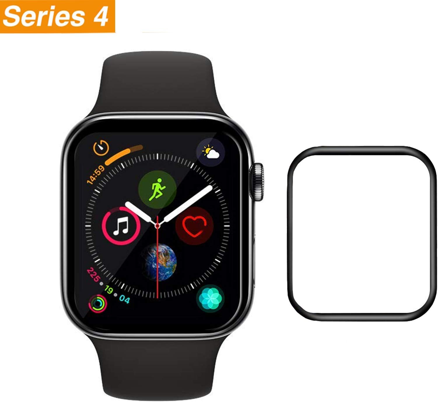 Wengerui Watch Series 4 44mm Screen Protector [3D Tempered Glass Full Coverage][Scratch Resistant][Waterproof] Tempered Glass Film for Series 4 44mm (44mm, 3D Screen Protector)