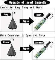Vista 50 de LANBRELLA Paraguas plegable inverso compacto paraguas de viaje a prueba de viento automático Negro