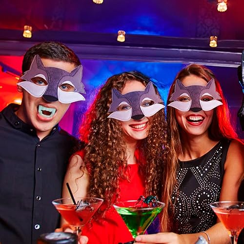 Miniatura 3 de LIUHUIZEYU Máscara de animales de lobo, máscara de fieltro de media cara, máscara creativa de animal para disfraz de cosplay, carnaval, fiesta,