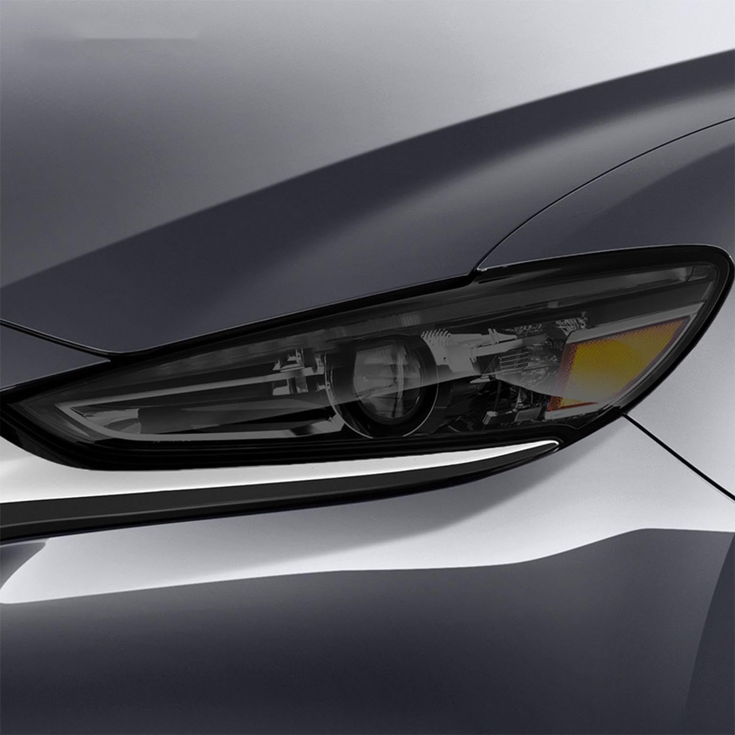 JCAKES 2 Pcs Car Headlight Protective Film Headlamp Restoration Transparent Black TPU Sticker，for Mazda 6 2018-2023 Accessories