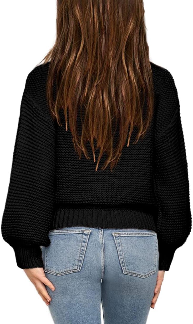 Imily Bela Girls Mock Neck Pullover Sweaters Casual Long Sleeve Knit Jumper Tops - Image 2