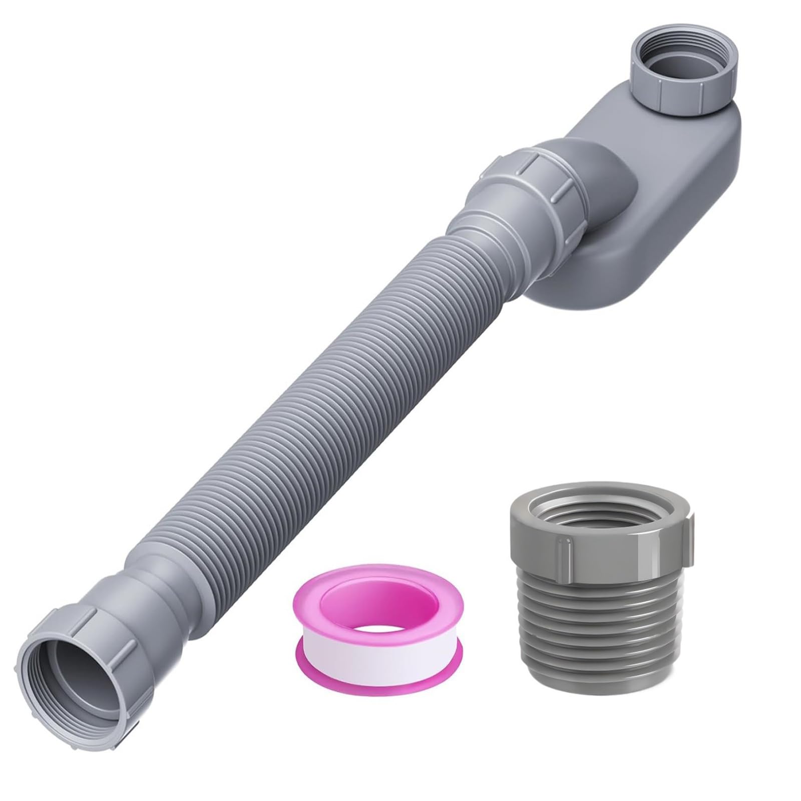 Drain Pipe Bathtubs Water Seal Low Profile Flexible Bathtubs Shower Drain Pipe Flat Tub for Washbasin Bathroom Space Saving Waste