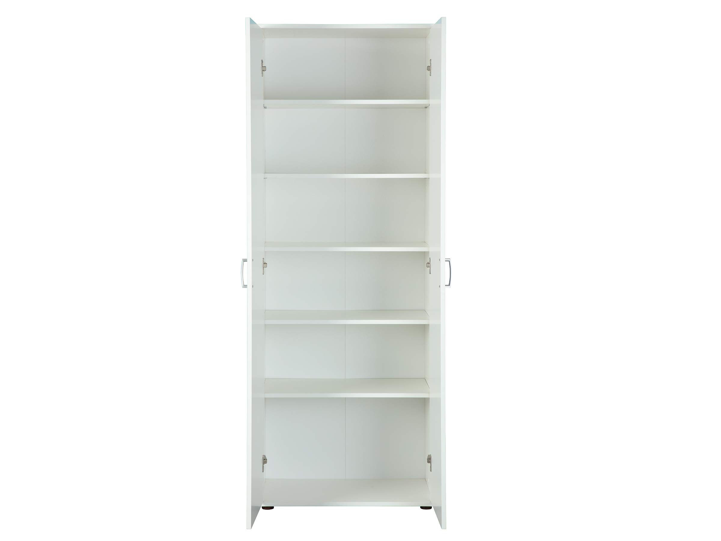 Inter Link – Mehrzweckschrank – Aktenschrank – Allzweckschrank – 2 Türen – Breite:70cm – Tiefe: 34 cm – Höhe: 190 cm – inkl. 5 Einlageböden – Melaminbeschichtet – Arconati – Weiß