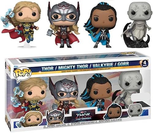 Thor 4 Love and Thunder - Thor, Mighty Thor, Valkyrie & Gorr US Exclusive Pop! Paquete de 4