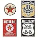 Metal Signs for Garage Bundle - Texaco Logo Round, Chevrolet Genuine Parts, Texaco Motor Oil, Historic Old Route 66