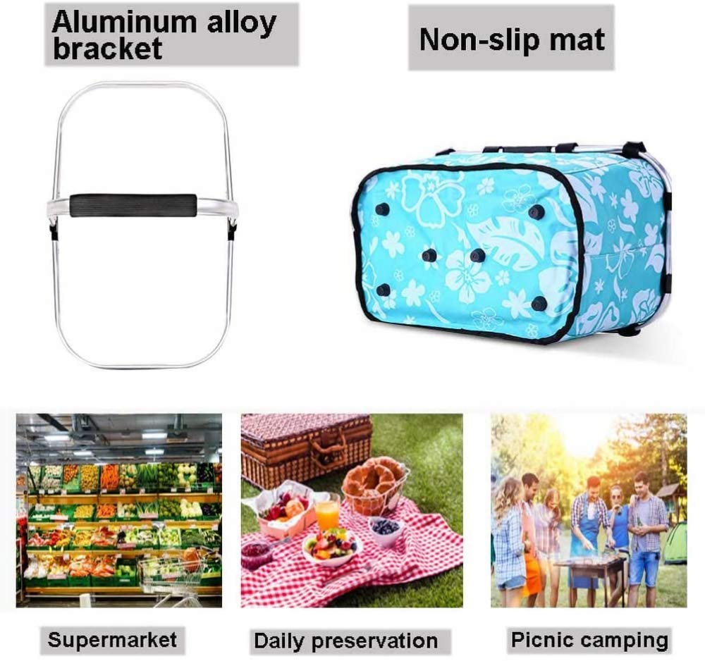 Kosze piknikowe. Kosz piknikowy, składany kosz, może pomieścić 4 osoby, chłodziarka do piwa, fajny koszyk na zakupy zewnątrz, z 2 aluminiowymi uchwytami, 43 * 23 28 cm