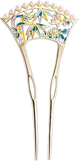 [Miaomyao] かんざし u字型 髪飾り 和装 浴衣 留袖 着物 ヘアアクセサリー パール アンティーク フラワー 透かし模様 月下美人 ミャオミャオ (ゴールド)
