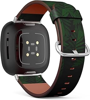 CJBROES Replacement Leather Watch Band, Compatible with Fitbit Versa 3 and Fitbit Sense of Wristband Bracelet Accessory - Leaf