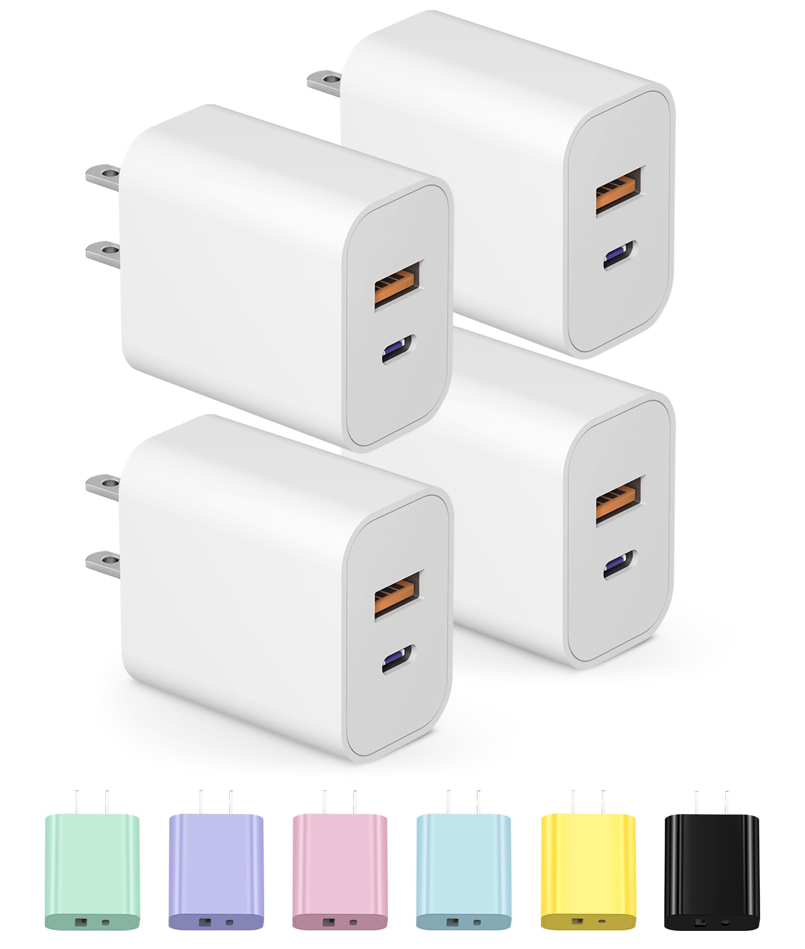 Photo 1 of [4 Pack] USB C Charger Block Charging Block Type C Charger 20W Wall Chargers for iPhone Air/17/17 Plus/17 Pro/17 Max/16/16 Plus/16 Pro Max/15/15 Pro Max/14/13/12/Samsung/Android