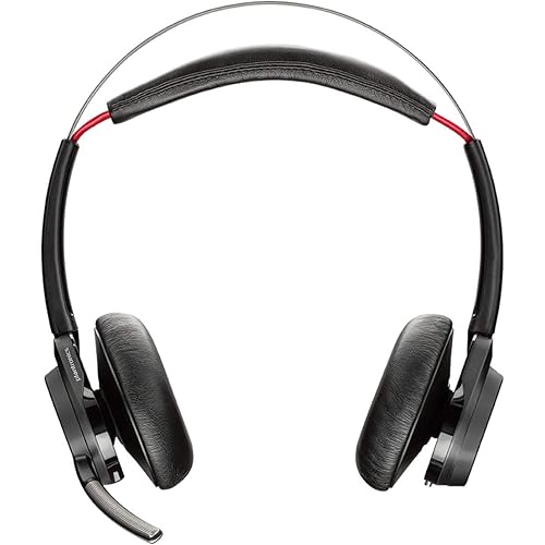 Plantronics - Voyager Focus UC (Poly) - Bluetooth Dual-Ear (Stereo) Headset with Boom Mic -USB-A Active Noise Canceling -Connects to PC/Mac Compatible - Works with Teams (Certified), Zoom (w/o Stand)