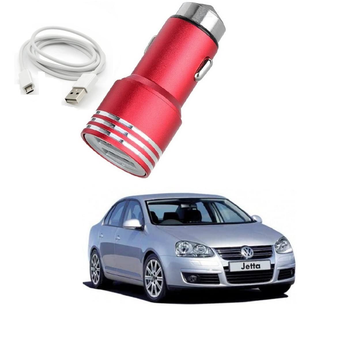 Kozdiko 3.1 Amp DualUsb Car Charger with 1 Micro USB Cable for Volkswagen Old Jetta (Dual008-Dual015)-image-33