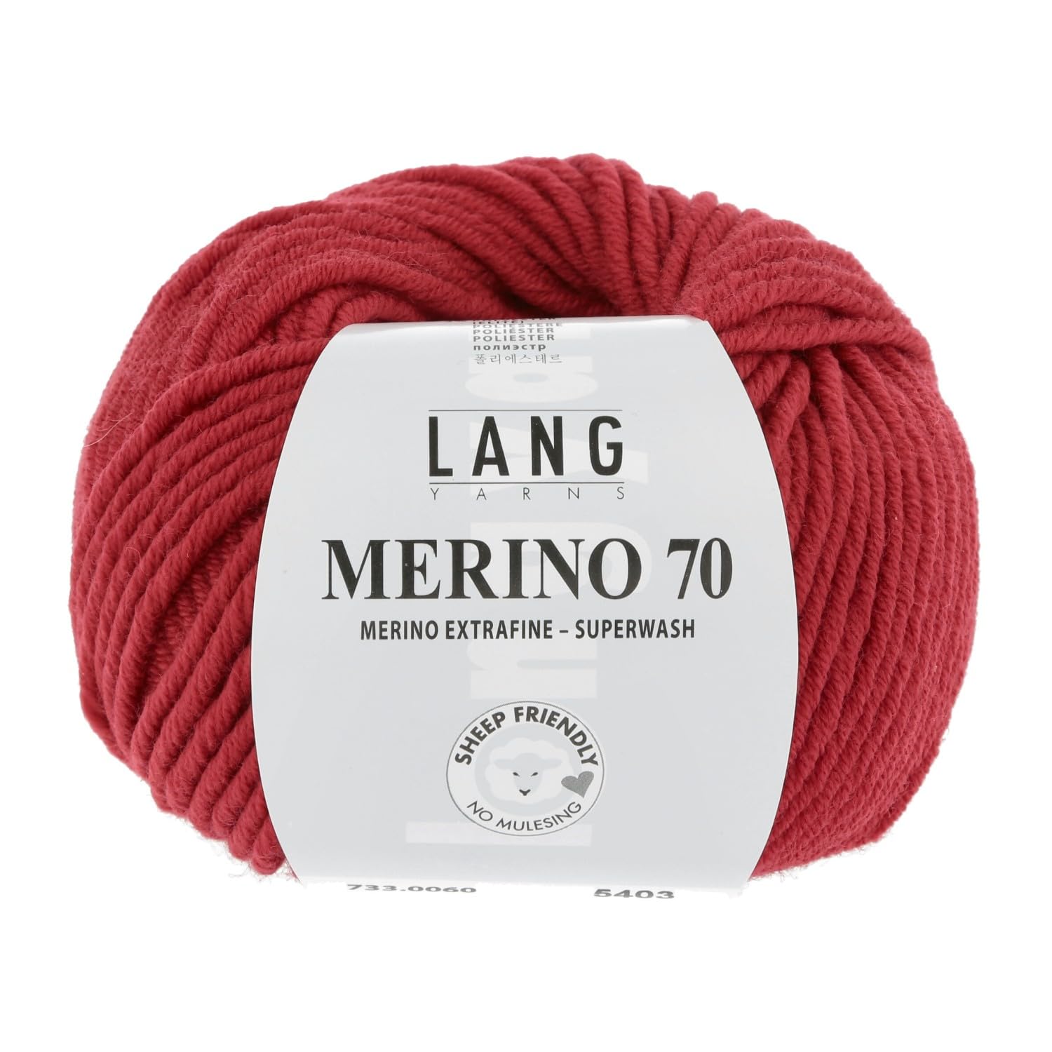 Lang Yarns Merino 70 - Strickgarn Aus Merinowolle, 70m/50g, Farbe Rot, Pflegeleicht