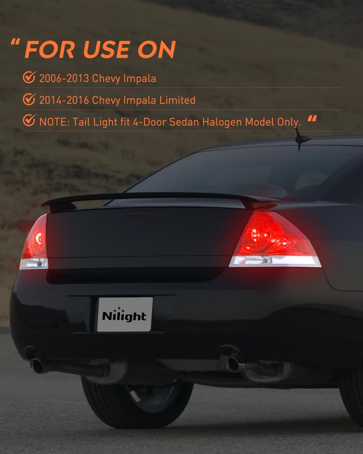 Nilight Taillight Assembly Compatible with 2006 2007 2008 2009 2010 2011 2012 2013 Chevy Impala 2014 2015 2016 Chevrolet Impala Limited Rear Tail Light Left Drive Side