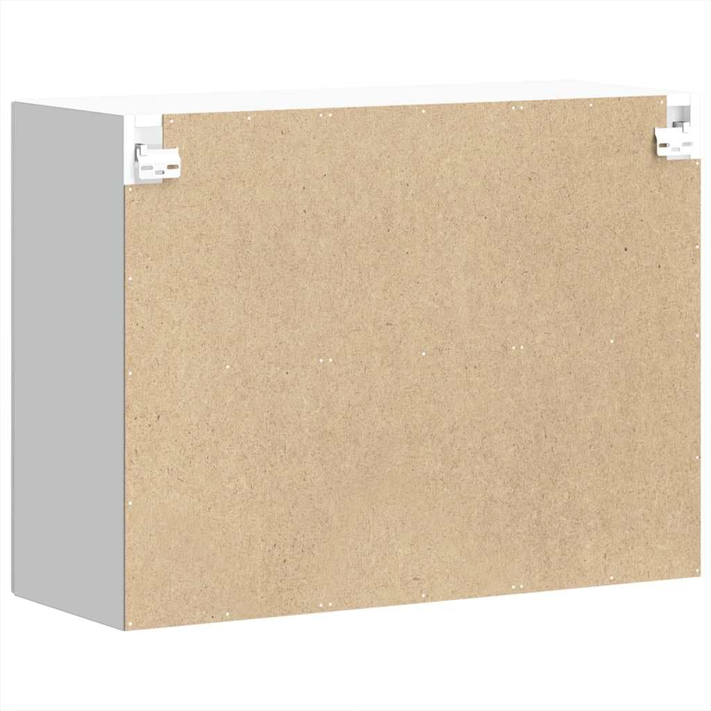 vidaXL Armoire Murale de Cuisine avec Porte vitrée Lucca Bois d'ingénierie Blanc Brillant