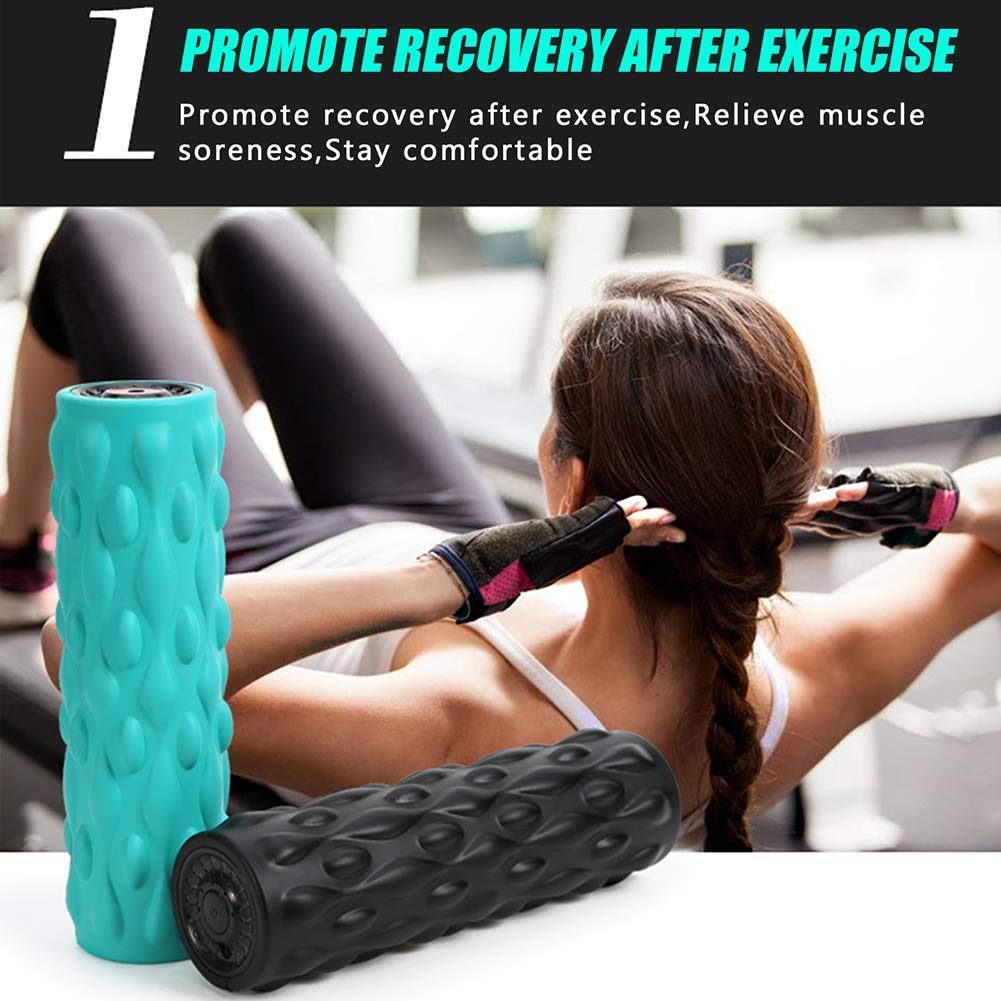 GZD Elektrische Yoga Säule, vibrierende Massage Ball, Fitness Yoga Foam Roller Deep Tissue Triggerpunkt-Therapie, Schmerz Mitteilung,Grün