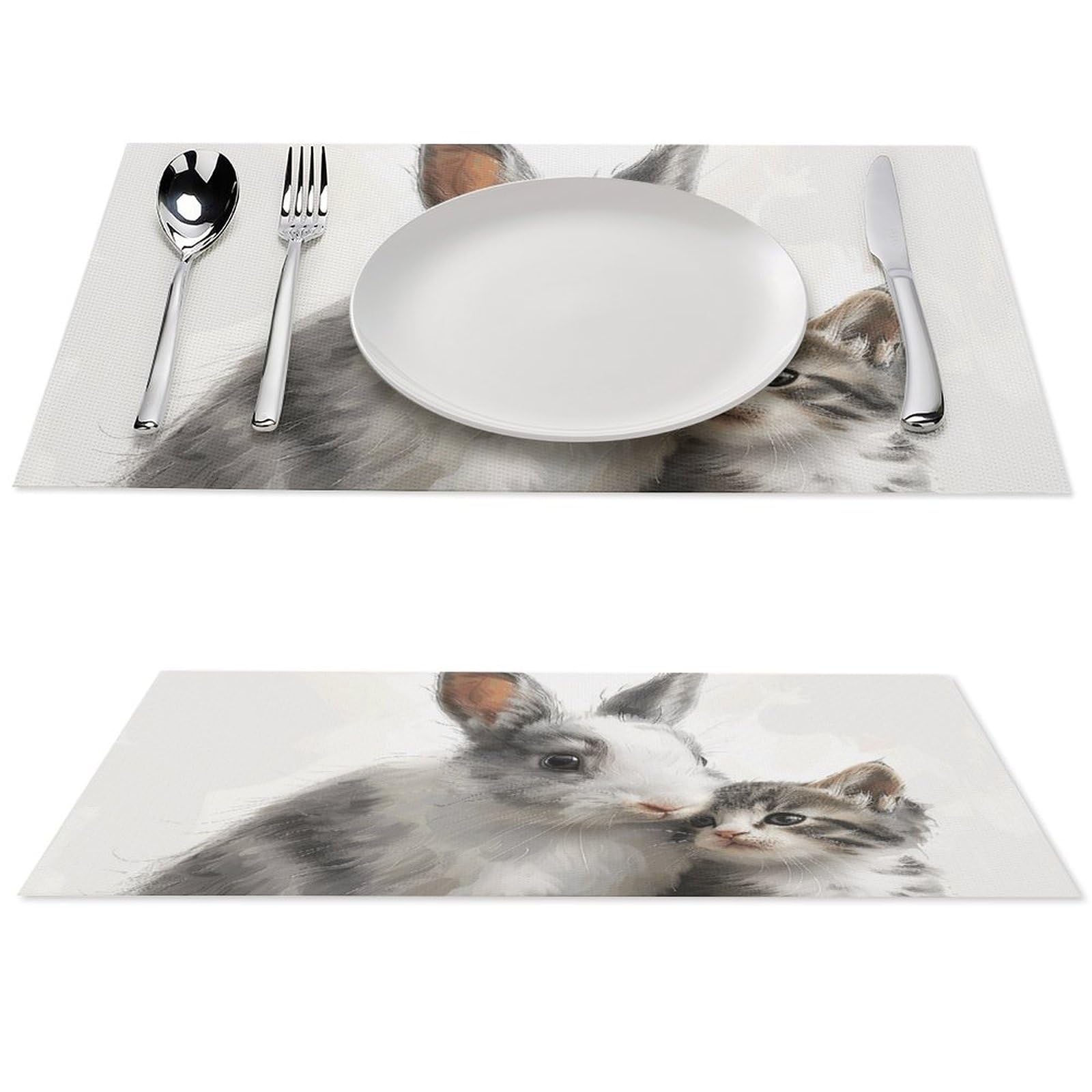 Set de table lapin et chat idéal pour décorer la cuisine et la terrasse