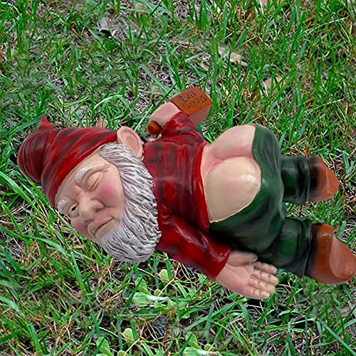 Minicar Funny Garden Gnomes Statues Outdoor Decor, Naughty Dwarf Figurine Inappropriate Knome Lawn Ornaments Yard Sculpture Decoration, Novelty Gifts For Women Men(Red) #TOP1