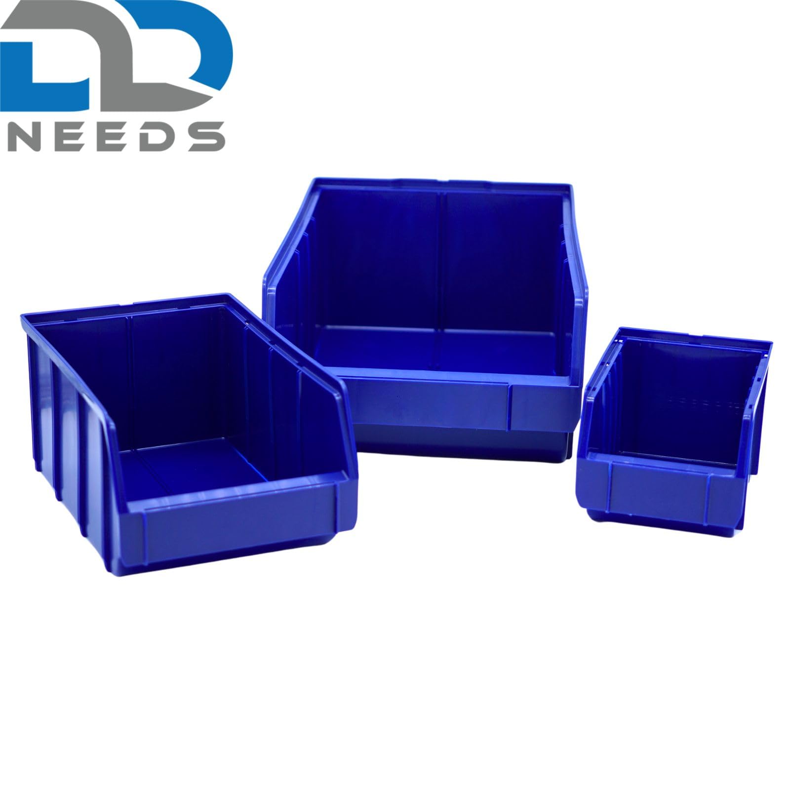 D2D | 10 Stück Sichtbox Größe (L/B/H): 335 x 209 x 152 mm, Polypropylen (PP) - B02 - Farbe: Blau - Stapelbares Schubfach Lagerbox