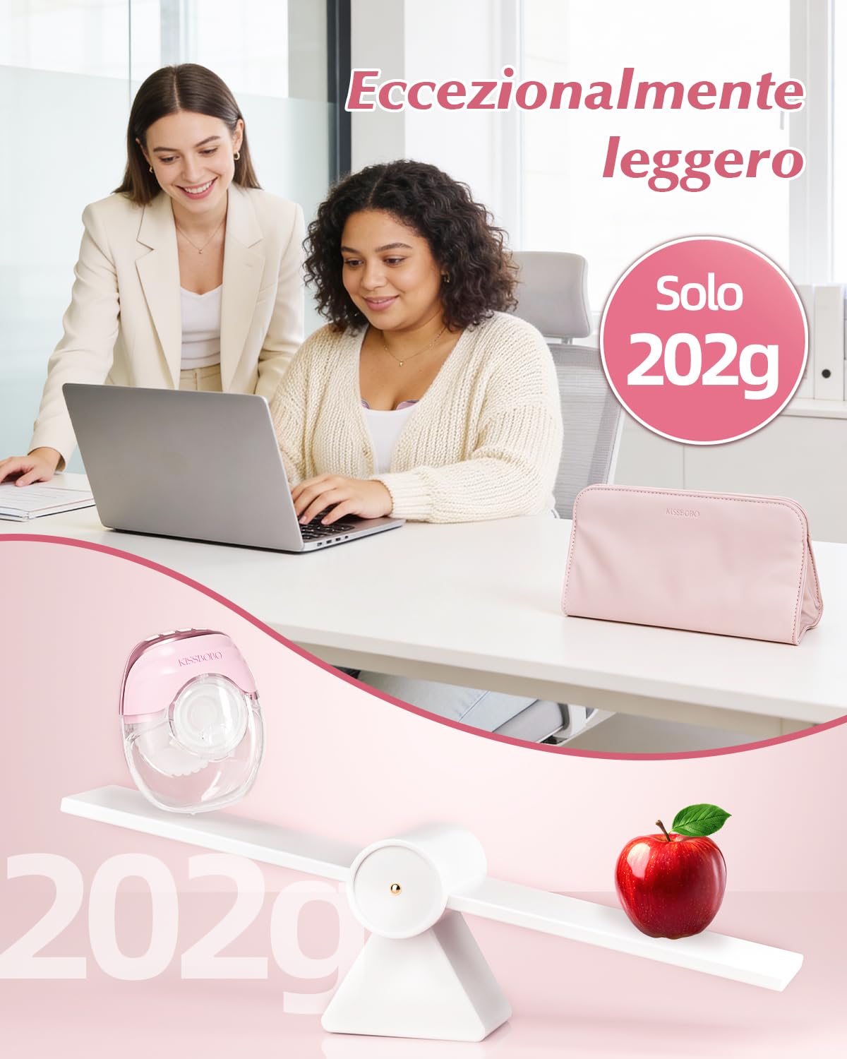 KISSBOBO Set regalo per latte elettrico K8, pompa per latte elettrica ultra piatta, 3 modalità, 8 livelli elettrici, a mani libere, super silenziose, per pompe discrete (rosa, 2 pezzi)